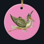 Ornamento De Cerâmica STORY BABY GIRL CHÁ MONOGRAM Red Ruby<br><div class="desc">Design elegante e colorido,  elaborado a partir da vintage com uma gemstone 3D brilhante.</div>