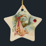 ORNAMENTO DE CERÂMICA STORY BABY GIRL CHÁ STAR MONOGRAMA RED RUBY<br><div class="desc">Design elegante e colorido,  elaborado a partir da vintage com uma gemstone 3D brilhante.</div>