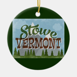 Ornamento De Cerâmica Stowe Vermont Divertimento Retro Montanhas Snowy