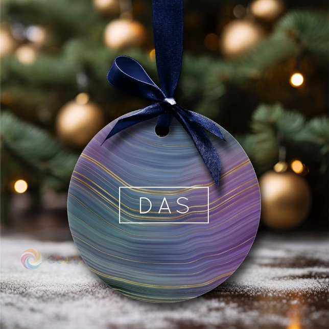 Ornamento De Cerâmica Strata legal | Belo Púrpura Azul e Agate Dourado (Criador carregado)