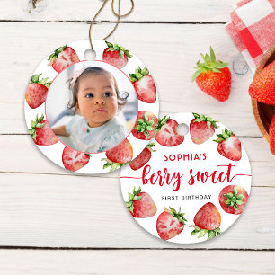 Ornamento De Cerâmica Strawberry First Birthday Berry Sweet