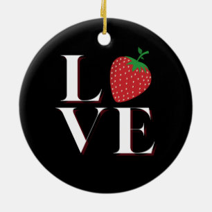 Ornamento De Cerâmica Strawberry Love