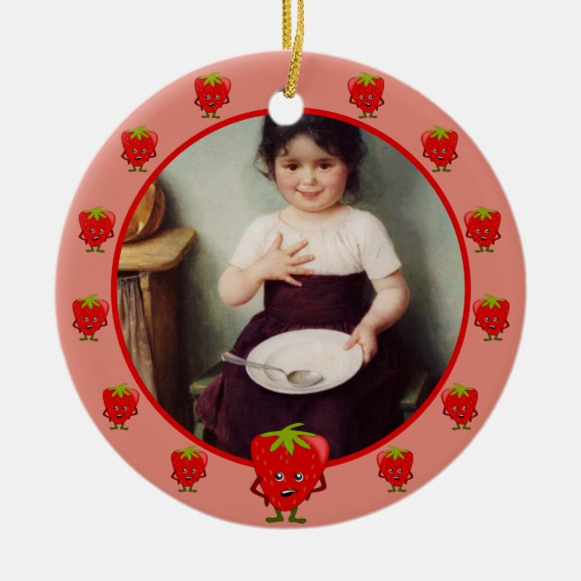 Ornamento De Cerâmica Strawberry Lover - Quadro personalizado para moran (Frente)