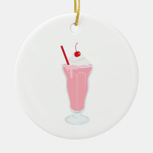 Ornamento De Cerâmica Strawberry Milkshake