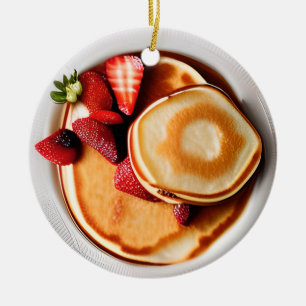 Ornamento De Cerâmica Strawberry Pancakes Pun Pun Natal Cerâmica Ornamen