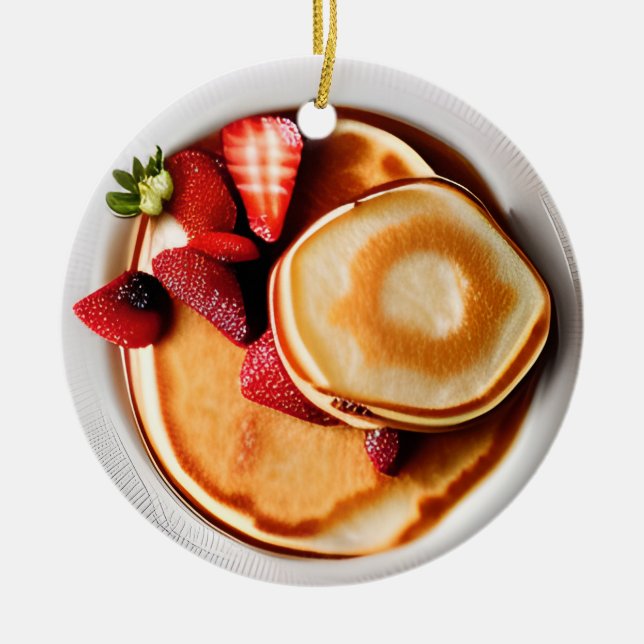 Ornamento De Cerâmica Strawberry Pancakes Pun Pun Natal Cerâmica Ornamen (Frente)