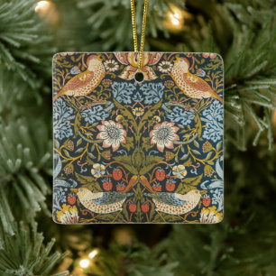 Ornamento De Cerâmica Strawberry Theves por William Morris, Vintage Art