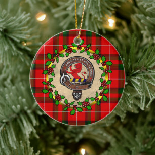 Ornamento De Cerâmica Stuart Clan Crachá e Tartan Natal Personalizado