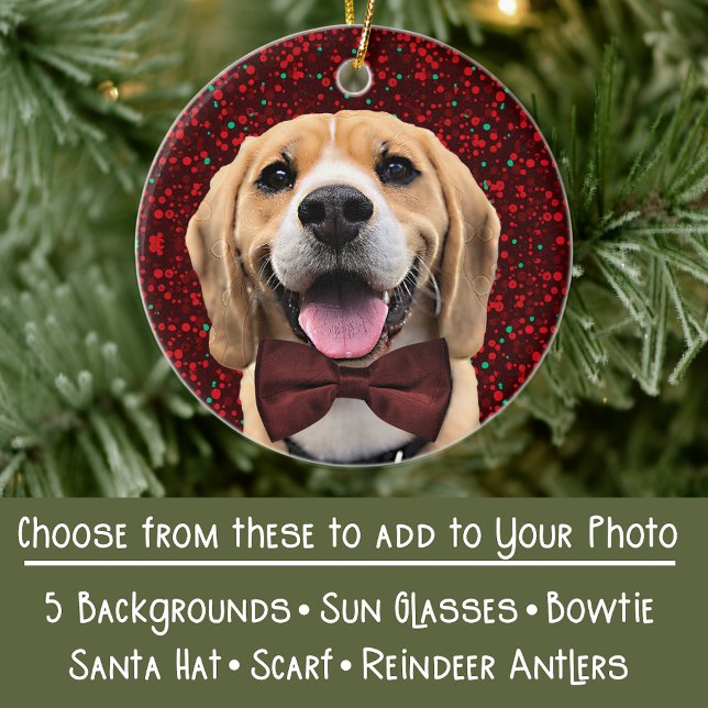 Ornamento De Cerâmica Sua foto com acessórios digitais que o Bowtie Etc (Criador carregado)