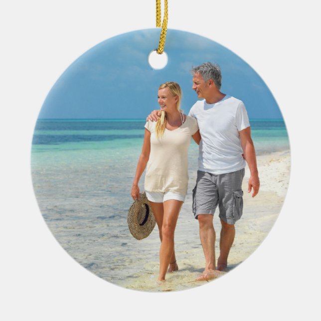 Ornamento De Cerâmica Sua Foto de Criação (Frente)