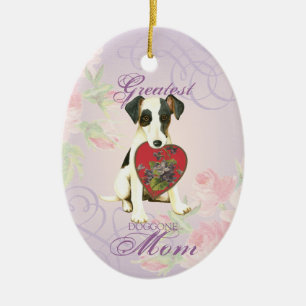 Ornamento De Cerâmica Suave Fox Terrier Heart Mãe Cerâmica