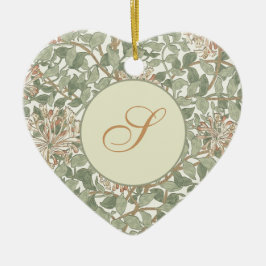 Ornamento De Cerâmica Suave Verde Vintage William Morris Honeysuckle