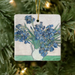 Ornamento De Cerâmica Subidas | Vincent van Gogh<br><div class="desc">Irrises (1890) | Arte original do artista poste-impressionista neerlandês Vincent Van Gogh (1853-1890). A pintura retrata uma vida estática com um buquê de flores azuis em uma mesa verde sobre um fundo branco cremoso. Use as ferramentas de design para adicionar texto personalizado ou personalizar a imagem.</div>