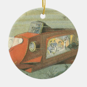 Ornamento De Cerâmica Submarino Steampunk de Ficção Científica Vintage n