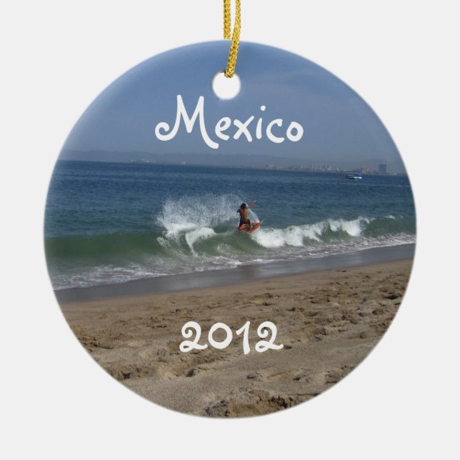 Ornamento De Cerâmica Sucesso de Skimboarder; Lembrança de México (Frente)