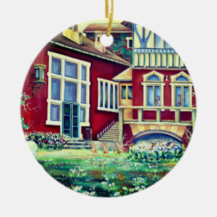 Ornamento De Cerâmica Suecia, paisagem tradicional