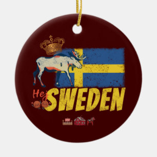 Ornamento De Cerâmica Suecia Vintage Flag Retro Moose Holidir Souvenir