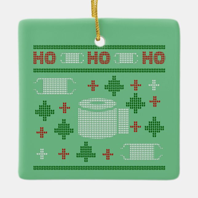 Ornamento De Cerâmica Suéter de natal feio 2020 (Frente)