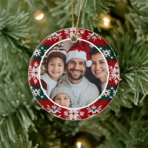 Ornamento De Cerâmica Suéter De Natal Feio Vermelho E Verde
