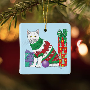 Ornamento De Cerâmica Suéter Feio de Natal Engraçado e Sarcástico com Ga