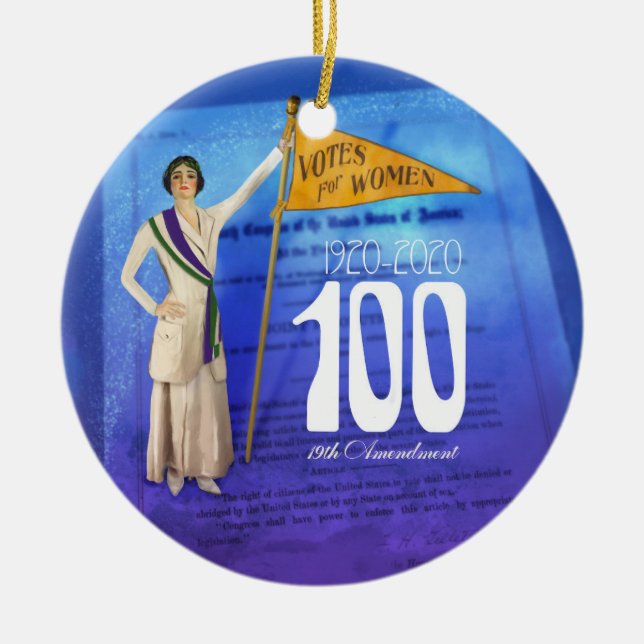 Ornamento De Cerâmica Sufrage Centennial Holiday Ornament (Frente)