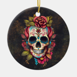 Ornamento De Cerâmica Sugar Skull Dia de los Muertos