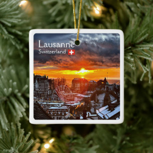 Ornamento De Cerâmica suiça zCH013 LAUSANNE,