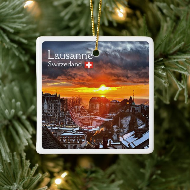 Ornamento De Cerâmica suiça zCH013 LAUSANNE, (Árvore)