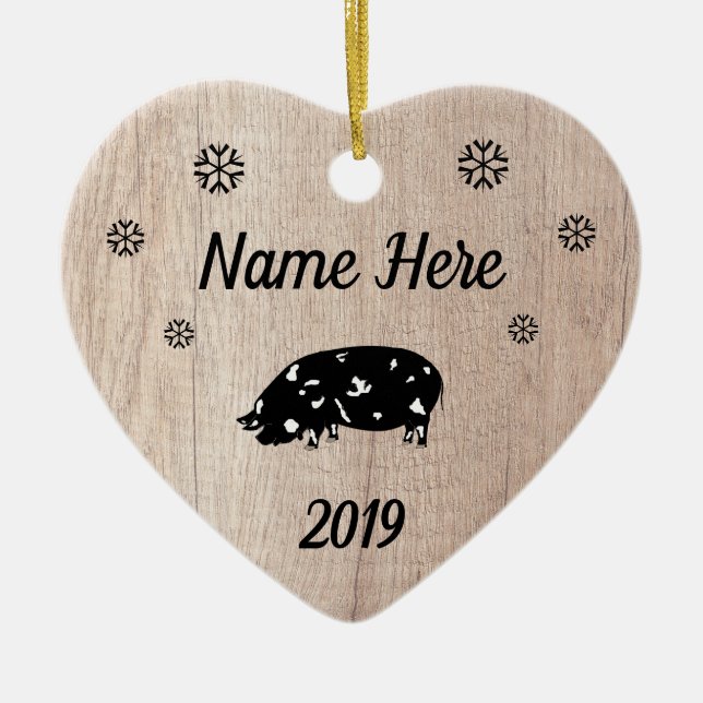 Ornamento De Cerâmica Suíno KuneKune Russo Personalizado (Frente)