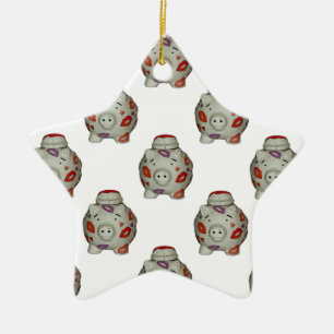 Ornamento De Cerâmica Suíno Lipstick Adorável