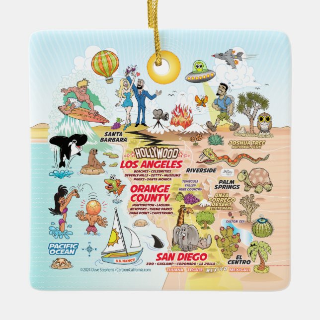 Ornamento De Cerâmica Sul da Califórnia (Frente)