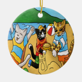 Ornamento De Cerâmica Summer Beach Cats