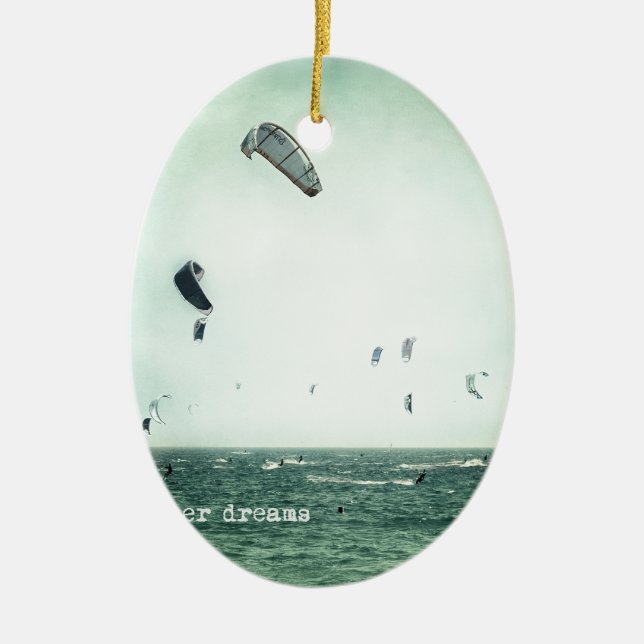 Ornamento De Cerâmica Summer dreams. Kite surf (Frente)