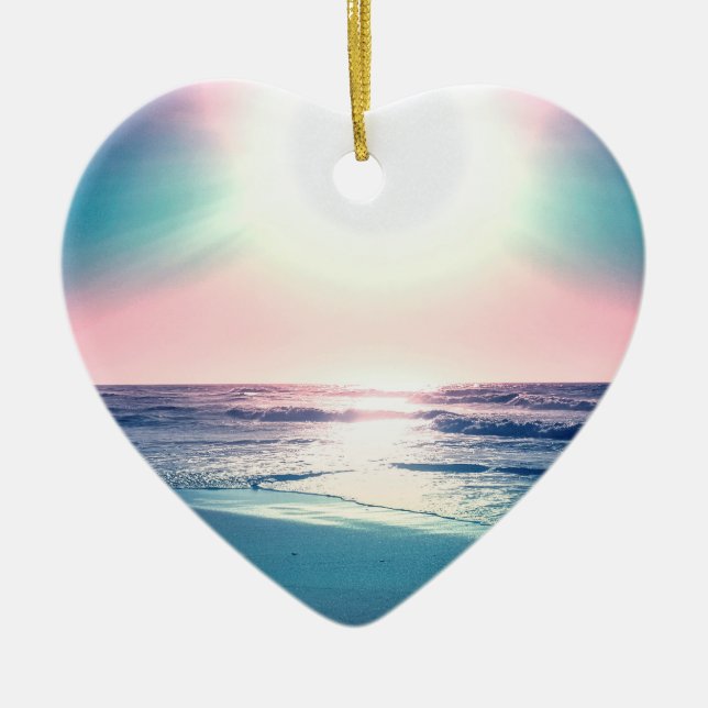 Ornamento De Cerâmica Summer Sea Sunset Tropical Beach Photo (Frente)