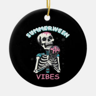 Ornamento De Cerâmica Summerentre Vibes Spooky Summer Pumpkin Clássico
