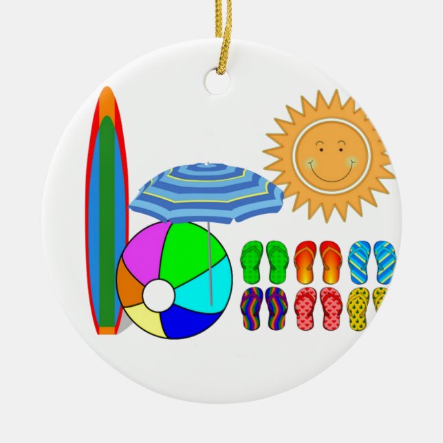 Ornamento De Cerâmica Summertime Beach Party (Frente)