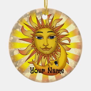 Ornamento De Cerâmica Sun Loves Moon