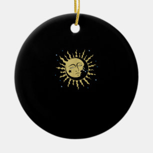 Ornamento De Cerâmica Sun Moon com anestesia Whimsigoth de bruxa dos ano