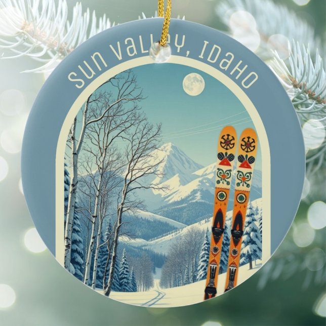 Ornamento De Cerâmica Sun Valley Idaho ski souvenir  (Criador carregado)