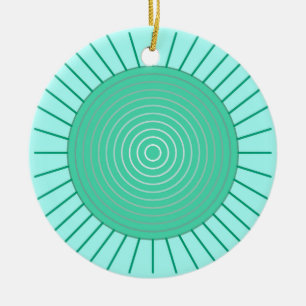 Ornamento De Cerâmica Sunburst Geométrico Moderno - Aqua e Seafoam Gree