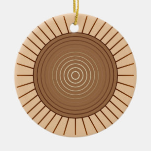 Ornamento De Cerâmica Sunburst Geométrico Moderno - Brown e Tan