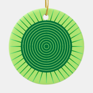 Ornamento De Cerâmica Sunburst Geométrico Moderno - Emerald Green e Lim