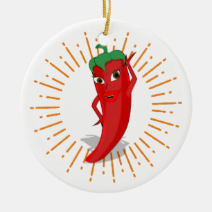Ornamento De Cerâmica Sunburst Red Hot Pepper Diva