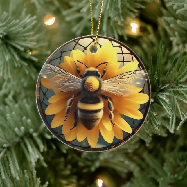 Ornamento De Cerâmica Sunflower Bee Dreamcatcher, (Árvore)