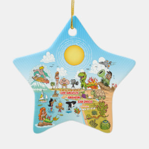 Ornamento De Cerâmica Sunny California