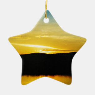 Ornamento De Cerâmica Sunset Amarelo do Lago Mt