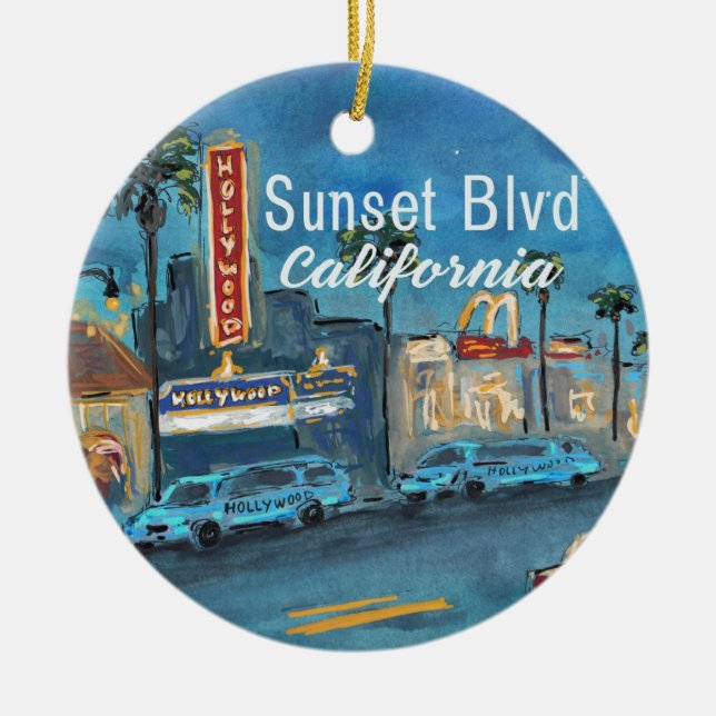Ornamento De Cerâmica Sunset Blvd Los Angeles Ornament (Frente)