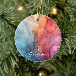 Ornamento De Cerâmica Sunset Colorido Personalizado em Tinta de Álcool n