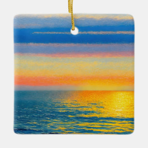 Ornamento De Cerâmica Sunset do Mar Laranja