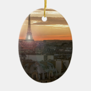 Ornamento De Cerâmica Sunset ele the Eiffel tower, Paris, França